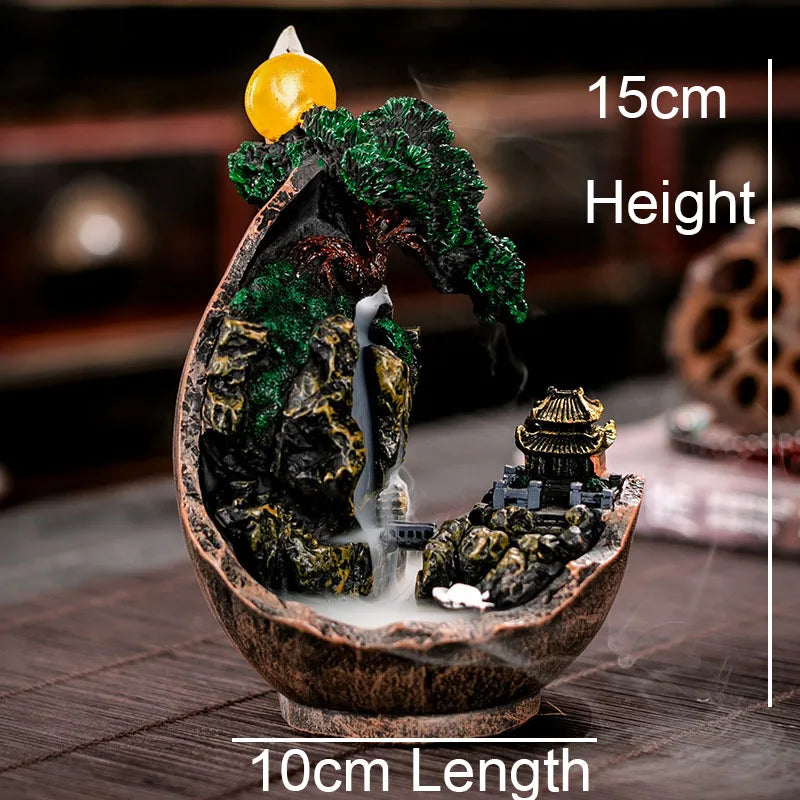 Buddha Holy Place Peaceful World Incense Cone Holder Backflow Incense Burner Decor Tearoom