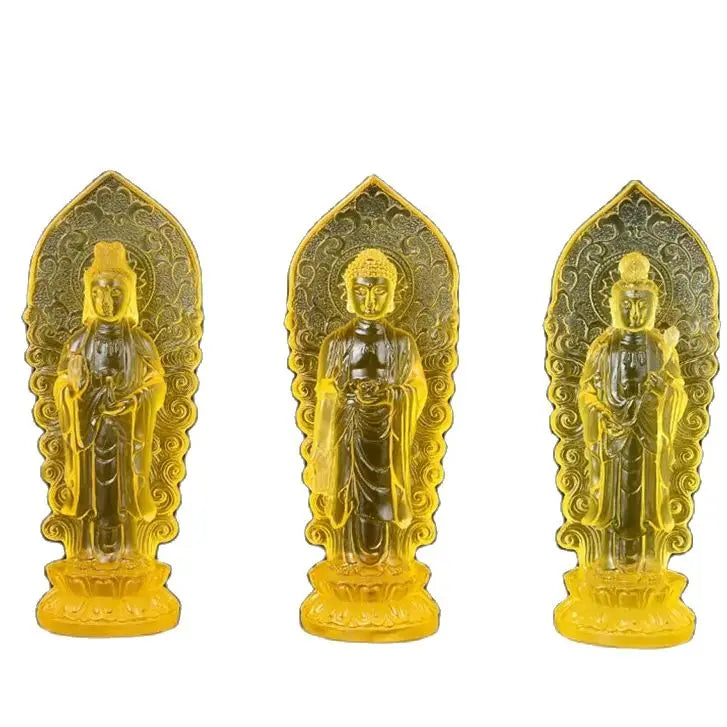 Buddha Statue  resin western trinity  Feng shui ornaments set of amitabha statue mahasthamaprapta buddha bodhisattva decoration
