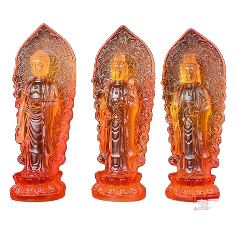 Buddha Statue  resin western trinity  Feng shui ornaments set of amitabha statue mahasthamaprapta buddha bodhisattva decoration