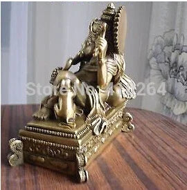 Buddha Tibet Perunggu GANESHA INDISCHER GOTT Patung Di Tempat Tidur 12 Cm Tinggi