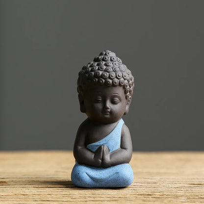 Buddha figure Religious Zen Creative Purple little monk Sand Decoration Small Ornaments Buddhist novice Handmade statue