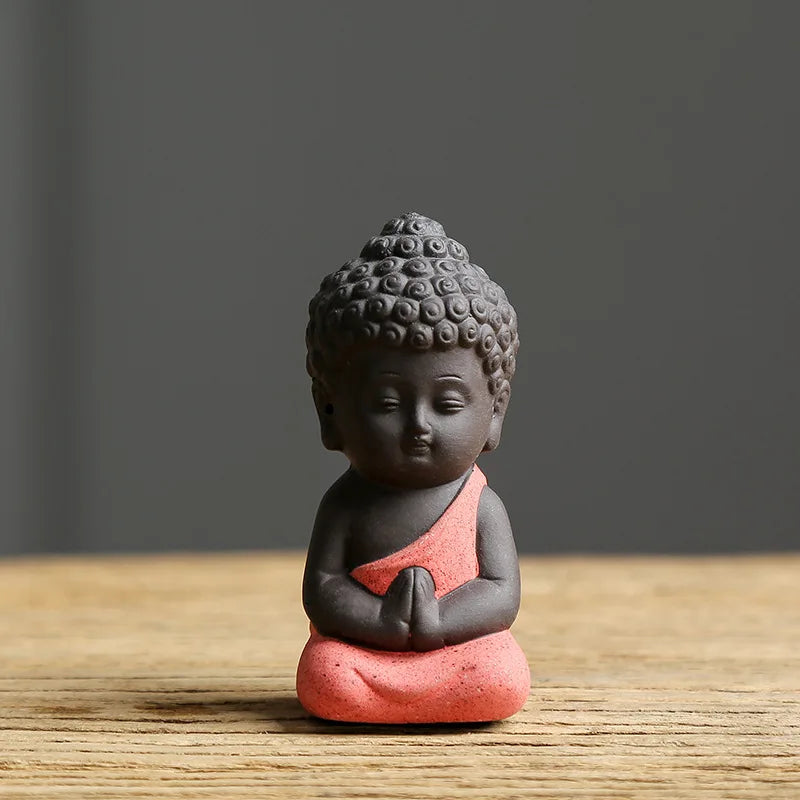 Buddha figure Religious Zen Creative Purple little monk Sand Decoration Small Ornaments Buddhist novice Handmade statue