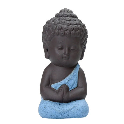 Buddha figure Religious Zen Creative Purple little monk Sand Decoration Small Ornaments Buddhist novice Handmade statue