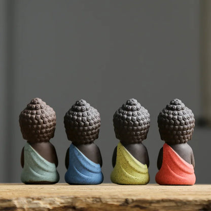 Buddha figure Religious Zen Creative Purple little monk Sand Decoration Small Ornaments Buddhist novice Handmade statue