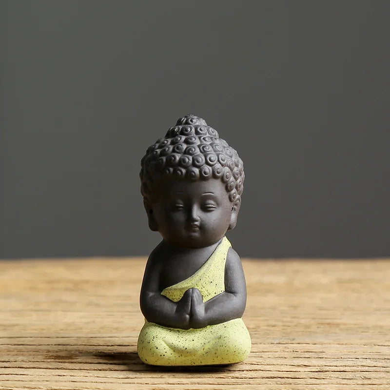 Buddha figure Religious Zen Creative Purple little monk Sand Decoration Small Ornaments Buddhist novice Handmade statue