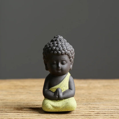 Buddha figure Religious Zen Creative Purple little monk Sand Decoration Small Ornaments Buddhist novice Handmade statue