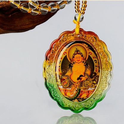 Buddhism Geomantic omen master talisman bring money good luck ZHAO CAI Yellow Jambhala fortune god buddha Pendant Amulet