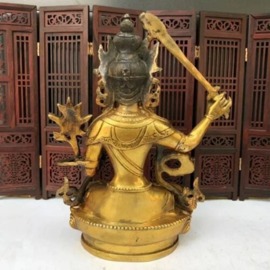 Buddhism Gilt Buddha Manjushri Bodhisattva Bronze Statue Tara