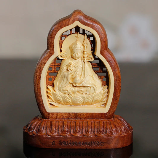 Buddhism HOME CAR Auto buddha Decorative ornament talisman Padmakara Guru Rinpoche talisman Wood carving safety buddha statue