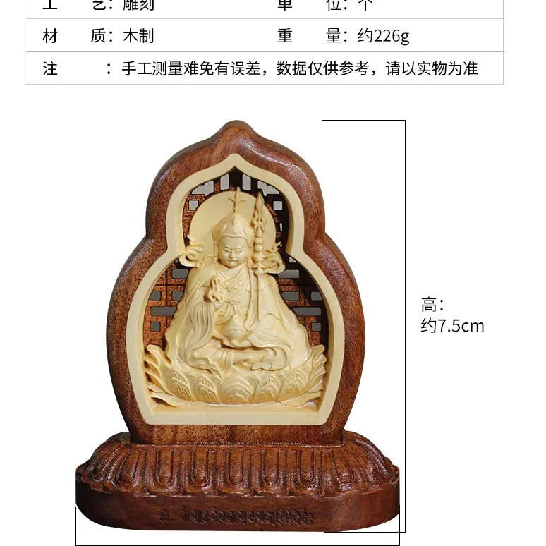 Buddhism HOME CAR Auto buddha Decorative ornament talisman Padmakara Guru Rinpoche talisman Wood carving safety buddha statue