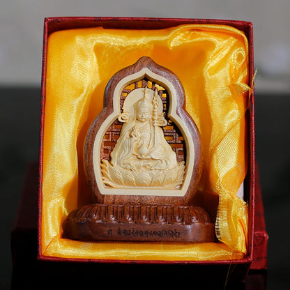Buddhism HOME CAR Auto buddha Decorative ornament talisman Padmakara Guru Rinpoche talisman Wood carving safety buddha statue