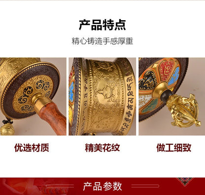 Buddhism High grade Vajra ZHUAN JING LUN Efficacious protection Eight auspicious Symbols scriptures mantra Warp Prayer wheel