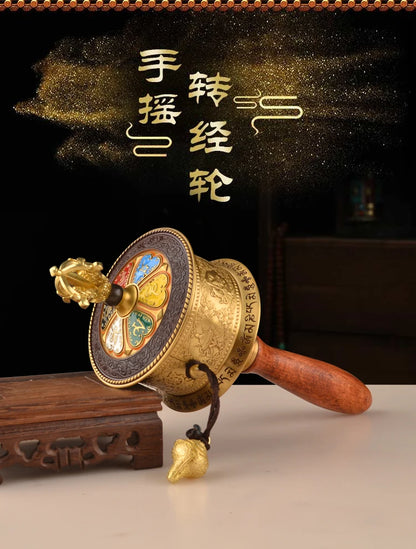Buddhism High grade Vajra ZHUAN JING LUN Efficacious protection Eight auspicious Symbols scriptures mantra Warp Prayer wheel