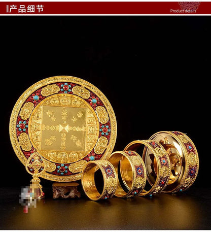 Buddhism High-grade brass Buddhist worship implement HOME family effective protection Nepal Auspicious Symbol gemstone mandala