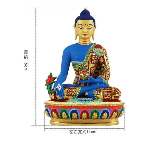Buddhism high grade good Nepal Color drawing Pharmacist Tathagata Buddha copper buddha statue HOME Temple efficacious Protection
