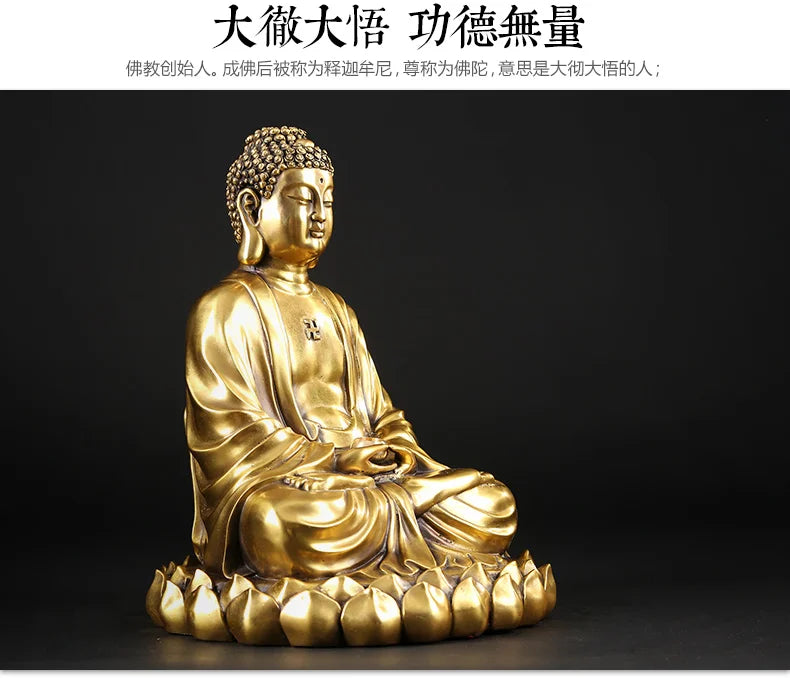 Buddhist Bless health and safety TOP  Talisman Mascot gold RU LAI Buddha brass carving Sculpture statue  25cm