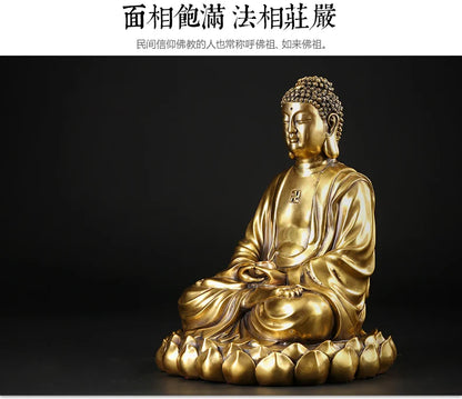 Buddhist Bless health and safety TOP  Talisman Mascot gold RU LAI Buddha brass carving Sculpture statue  25cm