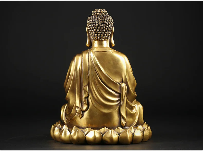 Buddhist Bless health and safety TOP  Talisman Mascot gold RU LAI Buddha brass carving Sculpture statue  25cm