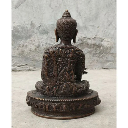 Buddhist Old-Fashioned Hand Carved Bronze Statue Bhagavan Bhaisajya Buddha Guanyin Sakyamo