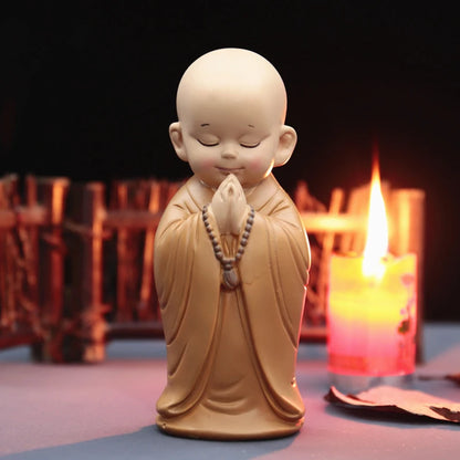 Buddhist Small Monk Statues Resin Buddha Figurine Sculpture Handmade Car Home Decorator Miniatures Room Decoration Crafts Gifts