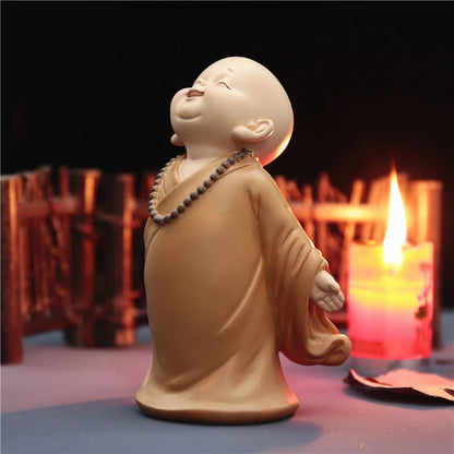 Buddhist Small Monk Statues Resin Buddha Figurine Sculpture Handmade Car Home Decorator Miniatures Room Decoration Crafts Gifts