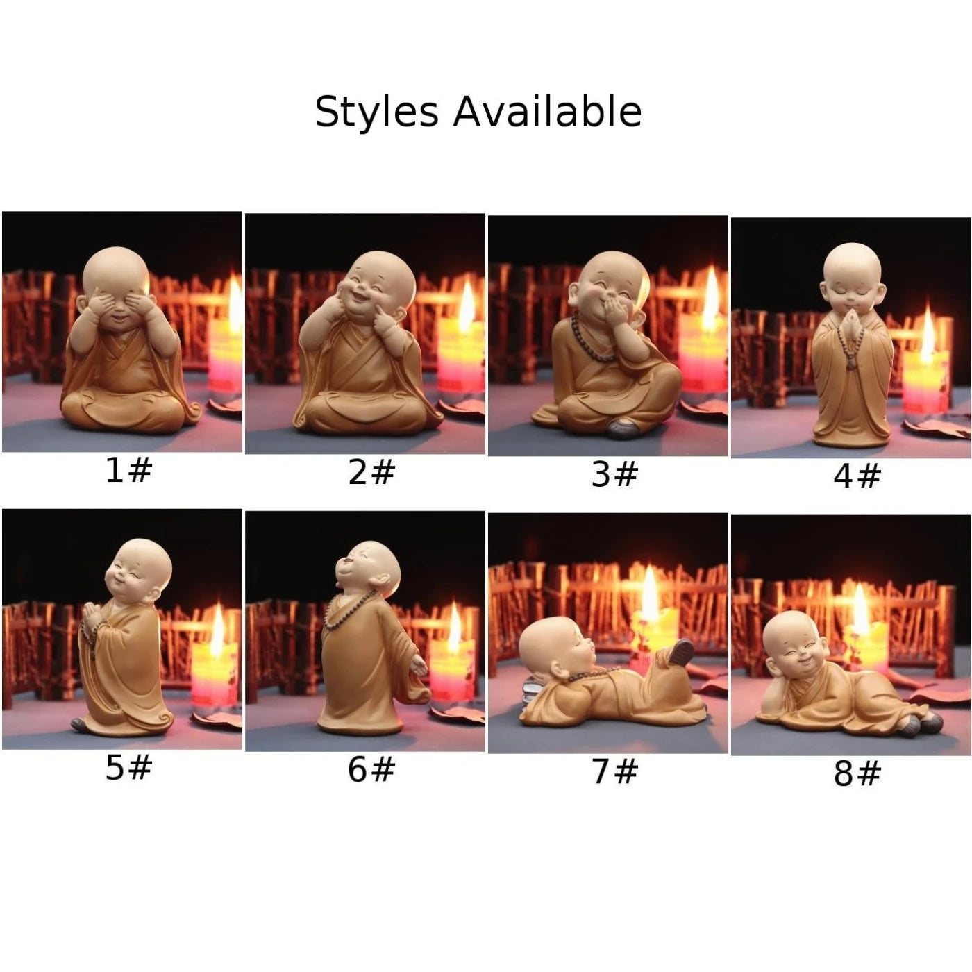 Buddhist Small Monk Statues Resin Buddha Figurine Sculpture Handmade Car Home Decorator Miniatures Room Decoration Crafts Gifts