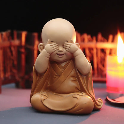 Buddhist Small Monk Statues Resin Buddha Figurine Sculpture Handmade Car Home Decorator Miniatures Room Decoration Crafts Gifts