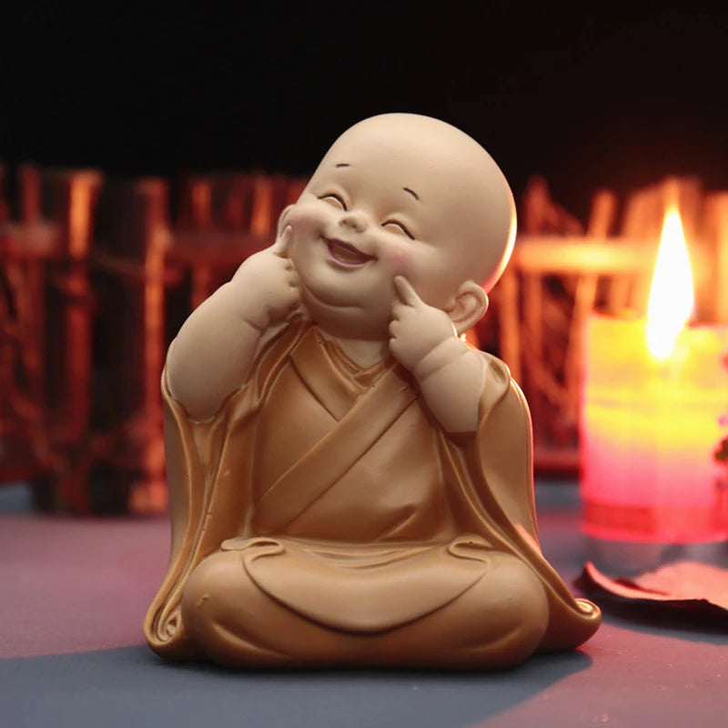 Buddhist Small Monk Statues Resin Buddha Figurine Sculpture Handmade Car Home Decorator Miniatures Room Decoration Crafts Gifts