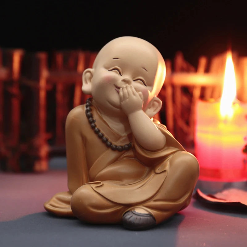 Buddhist Small Monk Statues Resin Buddha Figurine Sculpture Handmade Car Home Decorator Miniatures Room Decoration Crafts Gifts