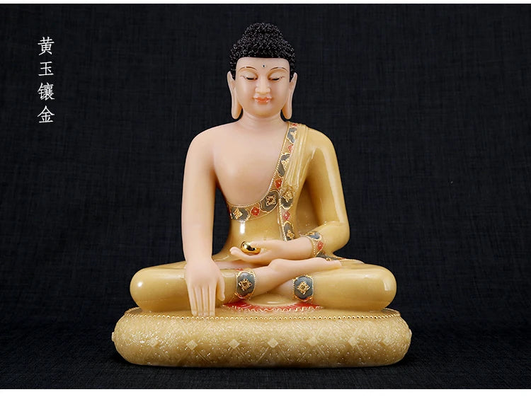 Buddhist high-grade Sakyamuni Buddha jade gilding carving Sculpture statue Home SHOP TOP  Talisman Mascot 30CM