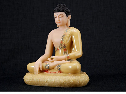 Buddhist high-grade Sakyamuni Buddha jade gilding carving Sculpture statue Home SHOP TOP  Talisman Mascot 30CM