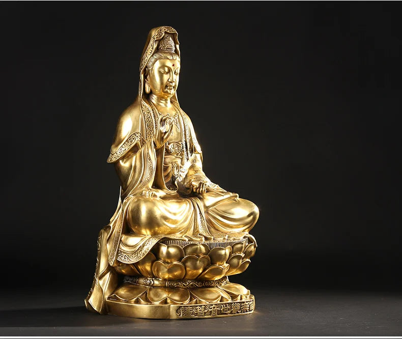 Buddhist high-grade home TOP  Talisman Mascot Guan yin Buddha gilding brass carving Sculpture statue  45cm