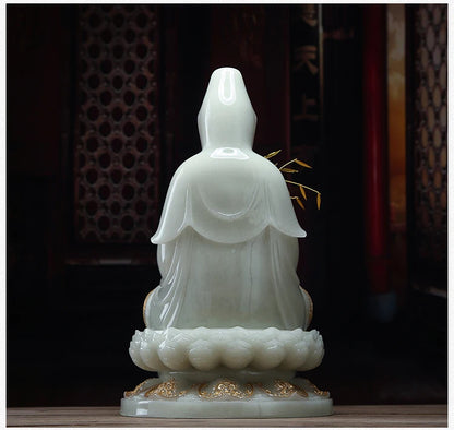 Buddhist high-grade home Temple efficacious bless Talisman Mascot jade gilding Guan yin PUSA Buddha statue  40cm