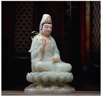 Buddhist high-grade home Temple efficacious bless Talisman Mascot jade gilding Guan yin PUSA Buddha statue  40cm