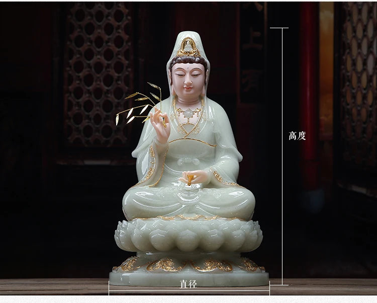 Buddhist high-grade home Temple efficacious bless Talisman Mascot jade gilding Guan yin PUSA Buddha statue  40cm