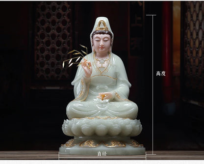 Buddhist high-grade home Temple efficacious bless Talisman Mascot jade gilding Guan yin PUSA Buddha statue  40cm