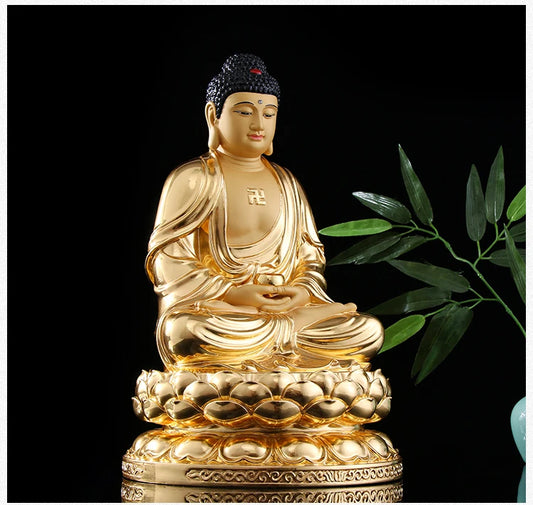 Buddhist high-grade home family efficacious bless Talisman Mascot gilding gold Sakyamuni Buddha copper statue -30CM
