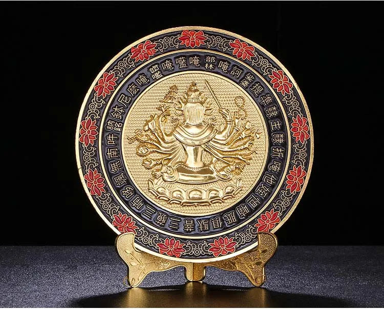 Buddhist supplies buddha statue Buddhism Cunte bodhisattva buddha Mirror all-powerful Gold-plated brass talisman statue