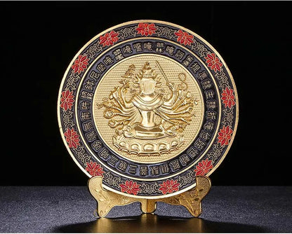 Buddhist supplies buddha statue Buddhism Cunte bodhisattva buddha Mirror all-powerful Gold-plated brass talisman statue