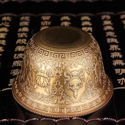 Buddhist supplies exquisite carved copper patina beautifully carved eight auspicious water holy cups Buddha 7pcs/set free ship