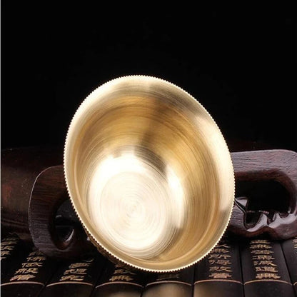 Buddhist supplies exquisite carved copper patina beautifully carved eight auspicious water holy cups Buddha 7pcs/set free ship