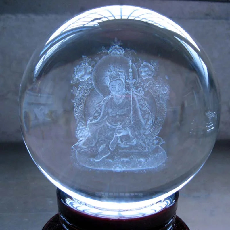 Buddhist supply HOME Altar Efficacious bless safe good luck health Padmasambhava Guru Rinpoche buddha 3D Crystal ball talisman