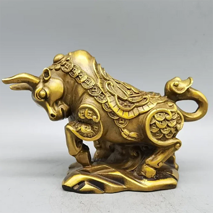 Bull Decorative Statue Golden Cow Animal Sculpture Brass Tabletop Decoration Accessories Gift Ideas Home Decor Crafts