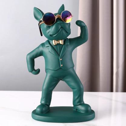 Bulldog Sculpture Wine Glass Rack Cup Holder Table Decor for Kitchen Bar Resin Dog Statue Living Room Home Decoration Accessory