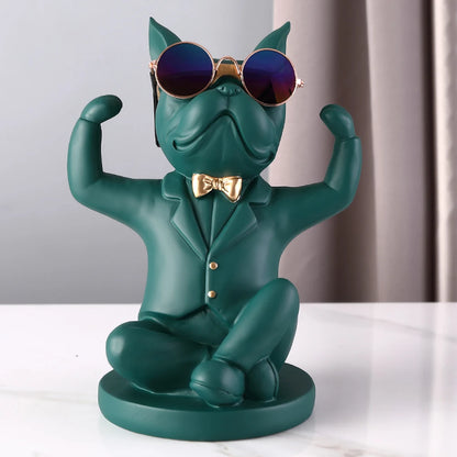 Bulldog Sculpture Wine Glass Rack Cup Holder Table Decor for Kitchen Bar Resin Dog Statue Living Room Home Decoration Accessory