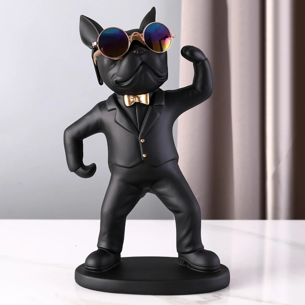 Bulldog Sculpture Wine Glass Rack Cup Holder Table Decor for Kitchen Bar Resin Dog Statue Living Room Home Decoration Accessory