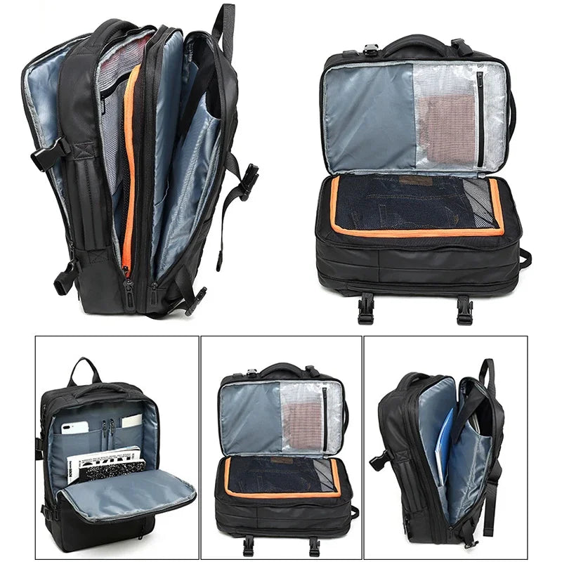Business Backpack Fashion Mens USB Charging Multifunction Travel 15.6in Laptop Male Backpacks Large Capacity Expansion Black Bag