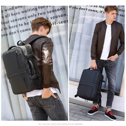 Business Backpack Fashion Mens USB Charging Multifunction Travel 15.6in Laptop Male Backpacks Large Capacity Expansion Black Bag