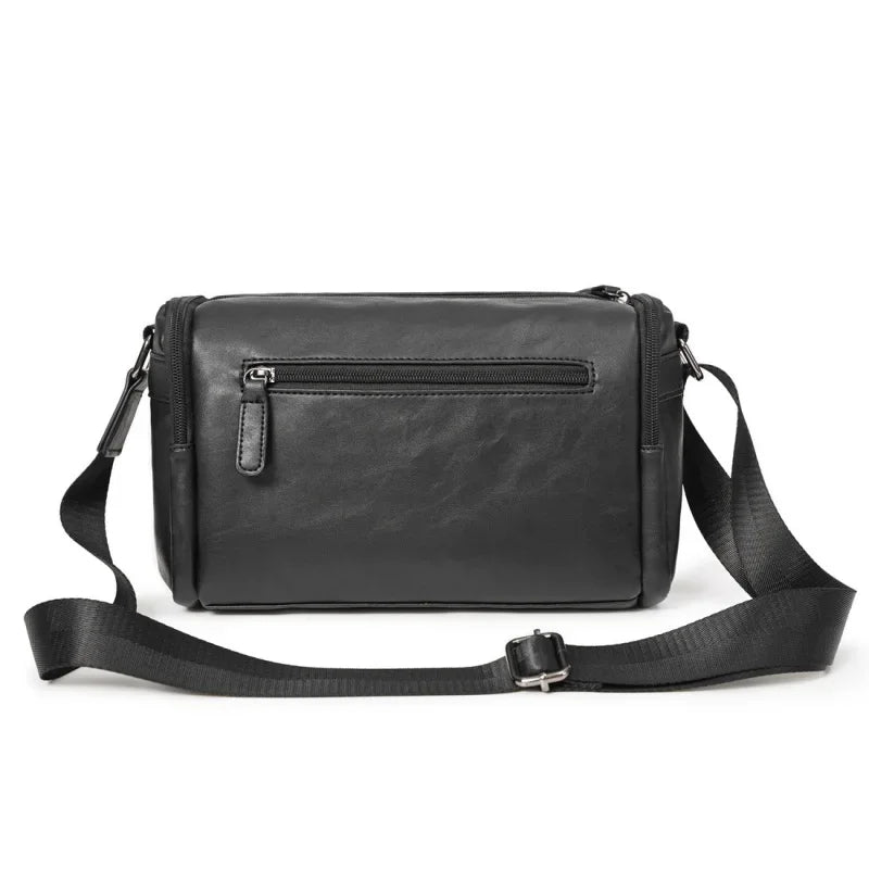 Business Black Men's Shoulder Outdoor Casual Man Crossbody Messenger PU Leather Sling Male Small Square Bag