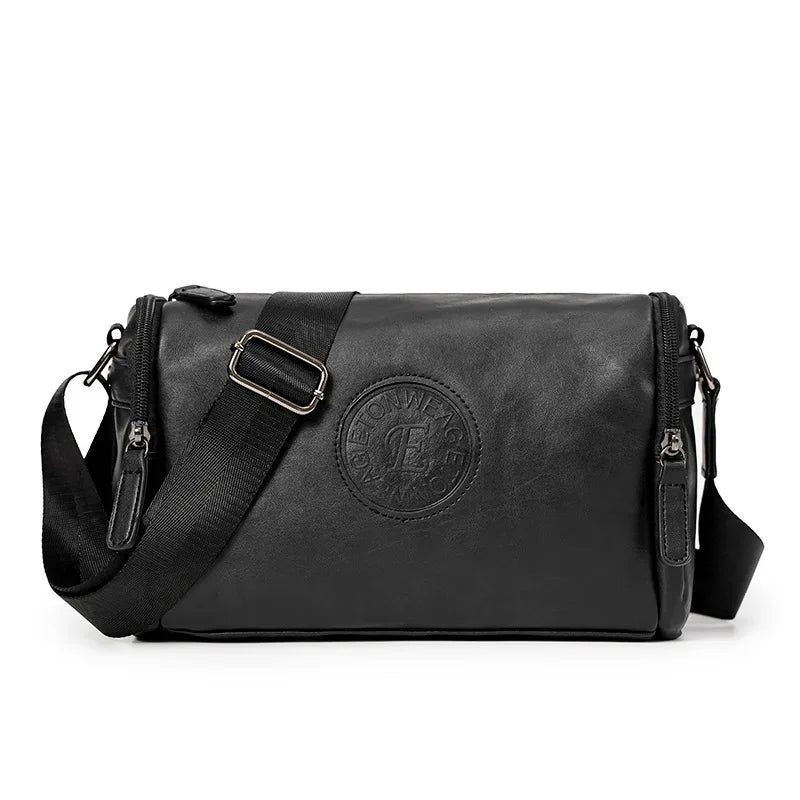 Business Black Men's Shoulder Outdoor Casual Man Crossbody Messenger PU Leather Sling Male Small Square Bag